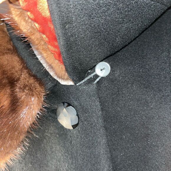 VINTAGE Black Cashmere Fur collar Pioneer Coat Co. for Hudson Belk Retro 60’s M - Picture 8 of 16